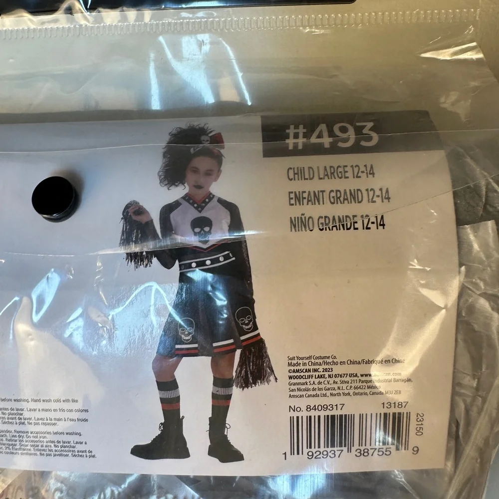 NWT Fear Squad Cheerleader Halloween Costume with Skull Design - Picture 2 of 4
